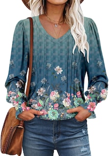 Foto 3 | Foto 3 | Blusa Tipo Túnica Roselinlin Mint Peony Para Mujer Holgada Talla L - Venta Internacional.