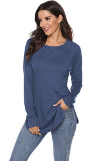 Foto 2 | Foto 2 | Camiseta Newchoice Manga Larga Para Mujer Azul Oscuro Xxl - Venta Internacional.
