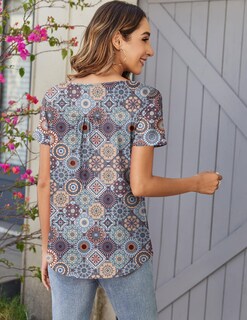 Foto 4 | Foto 4 | Túnica Zeagoo 2025 Con Estampado Floral De Manga Corta Para Mujer - Venta Internacional.