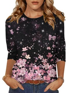 Foto 1 | Foto 1 | Camiseta Zeagoo Para Mujer Manga 3/4 Cuello Redondo Corte Holgado Xxxl - Venta Internacional.