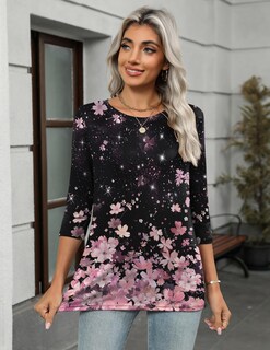 Foto 2 | Foto 2 | Camiseta Zeagoo Para Mujer Manga 3/4 Cuello Redondo Corte Holgado Xxxl - Venta Internacional.