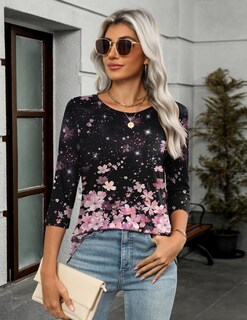 Foto 3 | Foto 3 | Camiseta Zeagoo Para Mujer Manga 3/4 Cuello Redondo Corte Holgado Xxxl - Venta Internacional.