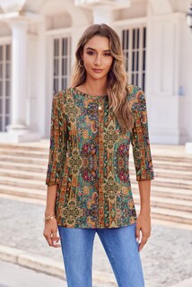 Foto 2 | Foto 2 | Camiseta Zeagoo Boho Para Mujer Manga 3/4 Cuello Redondo Holgada - Venta Internacional.