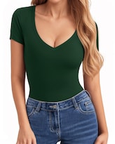 Tops Clozoz De Manga Corta Y Manga Larga Con Cuello En V Para Mujer - Venta Internacional.