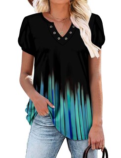 Foto 1 | Foto 1 | Blusa Tipo Túnica De Verano Para Mujer Manga Corta Azul Azulado Xxl - Venta Internacional.
