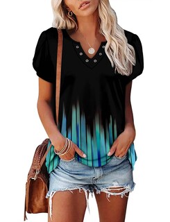 Foto 2 | Foto 2 | Blusa Tipo Túnica De Verano Para Mujer Manga Corta Azul Azulado Xxl - Venta Internacional.