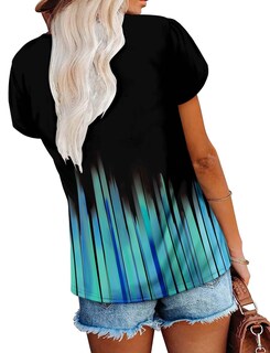 Foto 4 | Foto 4 | Blusa Tipo Túnica De Verano Para Mujer Manga Corta Azul Azulado Xxl - Venta Internacional.