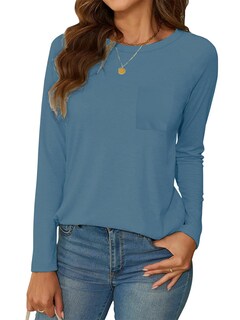 Foto 1 | Foto 1 | Camiseta Tipo Túnica Neyouqe Para Mujer Manga Larga Casual Azul Talla L - Venta Internacional.