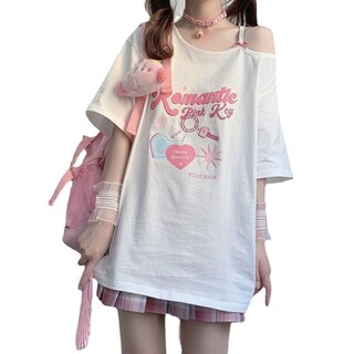 Foto 1 | Foto 1 | Camiseta Ceinom Para Mujer Harajuku Sweet Girl Con Hombros Descubiertos Blanca - Venta Internacional.