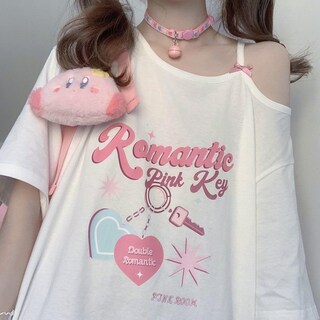 Foto 3 | Foto 3 | Camiseta Ceinom Para Mujer Harajuku Sweet Girl Con Hombros Descubiertos Blanca - Venta Internacional.