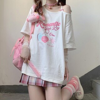 Foto 5 | Foto 5 | Camiseta Ceinom Para Mujer Harajuku Sweet Girl Con Hombros Descubiertos Blanca - Venta Internacional.