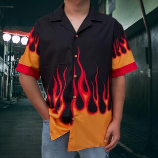 Foto 2 | Foto 2 | Camisa Yemocile Flame Button De Manga Corta Unisex - Venta Internacional.