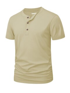 Foto 1 | Foto 1 | Camisa Henley Magnivit Para Hombre Manga Corta Algodón Color Caqui Talla S - Venta Internacional.