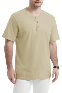 Foto 2 | Foto 2 | Camisa Henley Magnivit Para Hombre Manga Corta Algodón Color Caqui Talla S - Venta Internacional.