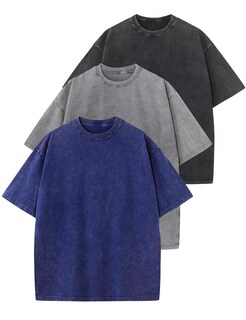 Foto 1 | Foto 1 | Camiseta Wyeysyt Holgada Vintage De Algodón Unisex Negro Gris Y Azul - Venta Internacional.