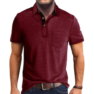 Foto 1 | Foto 1 | Polo Seganup Para Hombre Con Bolsillo Que Absorbe La Humedad  Color Vino - Venta Internacional.