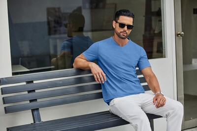Foto 4 | Foto 4 | Camiseta Coofandy Para Hombre Manga Corta Cuello En V Casual Azul - Venta Internacional.
