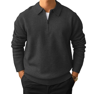 Foto 1 | Foto 1 | Jersey Tipo Polo Lexiart Para Hombre  De Punto  Cuello Con Cremallera  Negro - Venta Internacional.