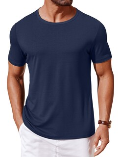 Foto 1 | Foto 1 | Camiseta Coofandy Premium Para Hombre Manga Corta Cuello Redondo Azul Marino - Venta Internacional.