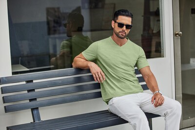Foto 4 | Foto 4 | Camiseta Coofandy Para Hombre De Manga Corta Con Cuello En V Color Verde Claro - Venta Internacional.
