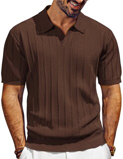 Foto 1 | Foto 1 | Polo Pj Paul Jones  Manga Corta  Cuello En V  Punto Café Para Hombre - Venta Internacional.