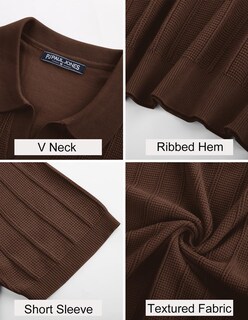 Foto 5 | Foto 5 | Polo Pj Paul Jones  Manga Corta  Cuello En V  Punto Café Para Hombre - Venta Internacional.