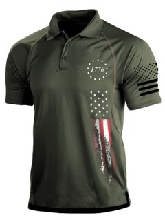 Foto 1 | Foto 1 | Polo Harglesman Para Hombre Con La Bandera Patriótica Estadounidense Color Verde 2xl - Venta Internacional.