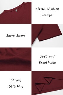 Foto 5 | Foto 5 | Camiseta Coofandy Para Hombre De Manga Corta Con Cuello En V Color Rojo Vino - Venta Internacional.