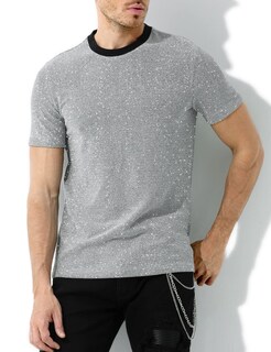 Foto 4 | Foto 4 | Camisa Arjen Kroos De Manga Corta Estilo Disco Con Lentejuelas Brillantes Para Hombre - Venta Internacional.