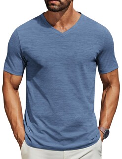 Foto 1 | Foto 1 | Camiseta Coofandy Para Hombre Manga Corta Cuello En V Casual Azul Oscuro - Venta Internacional.