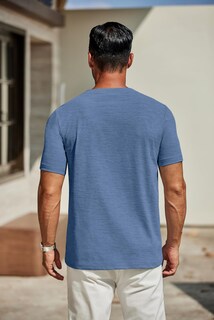 Foto 3 | Foto 3 | Camiseta Coofandy Para Hombre Manga Corta Cuello En V Casual Azul Oscuro - Venta Internacional.