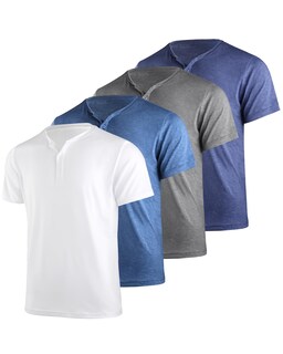 Foto 1 | Foto 1 | Henley Tees Liloak  Paquete De 4 Unidades  Para Hombre  Manga Corta  3 Botones - Venta Internacional.