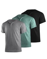 Tee Liloak Henley De Manga Corta Para Hombre  Paquete De 3  Transpirable - Venta Internacional.
