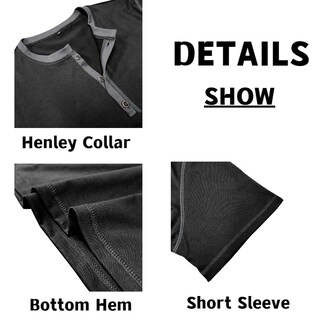 Foto 6 | Foto 6 | Camisa Casual Henley Qekoma Summer De Manga Corta Para Hombre Color Negro - Venta Internacional.