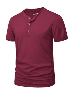 Foto 1 | Foto 1 | Camisas De Algodón Para Hombre Magnivit Henley De Manga Corta Color Rojo Vino - Venta Internacional.