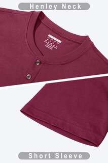 Foto 5 | Foto 5 | Camisas De Algodón Para Hombre Magnivit Henley De Manga Corta Color Rojo Vino - Venta Internacional.