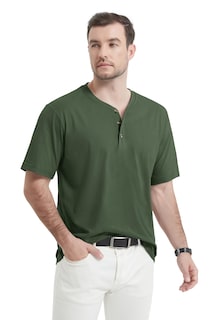 Foto 3 | Foto 3 | Camisa Henley Magnivit Para Hombre Algodón Manga Corta Color Verde Militar Talla S - Venta Internacional.