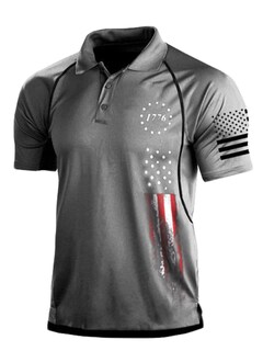 Foto 1 | Foto 1 | Polo Harglesman 1776 Con Estampado De La Bandera Estadounidense Del Día De La Independencia - Venta Internacional.