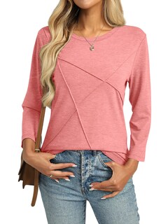 Foto 3 | Foto 3 | Camiseta Ticticmiss Para Mujer Manga 3/4 Cuello Redondo Color Coral - Venta Internacional.