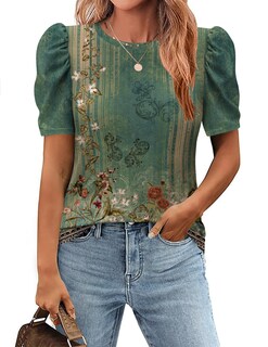 Foto 1 | Foto 1 | Blusa Zeagoo Con Estampado Floral Bohemio Y Manga Abullonada Para Mujer - Venta Internacional.
