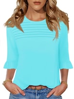 Camiseta Blingfit Para Mujer  Manga 3/4  Talla Grande  Verde Claro  Xl - Venta Internacional.