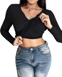 Foto 1 | Foto 1 | Camisa De Manga Larga Chicme Con Sujetador Incorporado Para Mujer Negra - Venta Internacional.