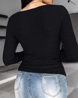 Foto 3 | Foto 3 | Camisa De Manga Larga Chicme Con Sujetador Incorporado Para Mujer Negra - Venta Internacional.