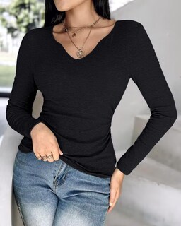 Foto 7 | Foto 7 | Camisa De Manga Larga Chicme Con Sujetador Incorporado Para Mujer Negra - Venta Internacional.