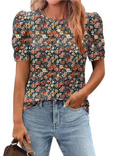 Foto 1 | Foto 1 | Blusa Zeagoo Casual Con Cuello Redondo Y Estampado Floral Para Mujer - Venta Internacional.