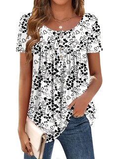 Foto 1 | Foto 1 | Blusa Tipo Túnica Zeagoo Casual Con Botones Y Estampado De Amor Para Mujer - Venta Internacional.