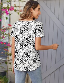 Foto 4 | Foto 4 | Blusa Tipo Túnica Zeagoo Casual Con Botones Y Estampado De Amor Para Mujer - Venta Internacional.
