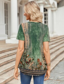 Foto 6 | Foto 6 | Camisa Zeagoo De Manga Corta Henley Con Cuello En V Para Mujer Floral - Venta Internacional.