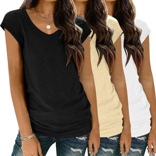 Foto 1 | Foto 1 | Tops Zeagoo  Paquete De 3 Camisetas Con Manga Corta Y Cuello En V - Venta Internacional.