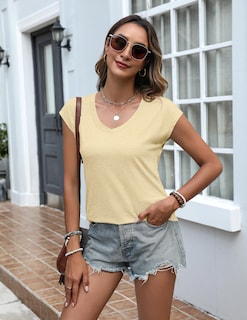 Foto 2 | Foto 2 | Tops Zeagoo  Paquete De 3 Camisetas Con Manga Corta Y Cuello En V - Venta Internacional.